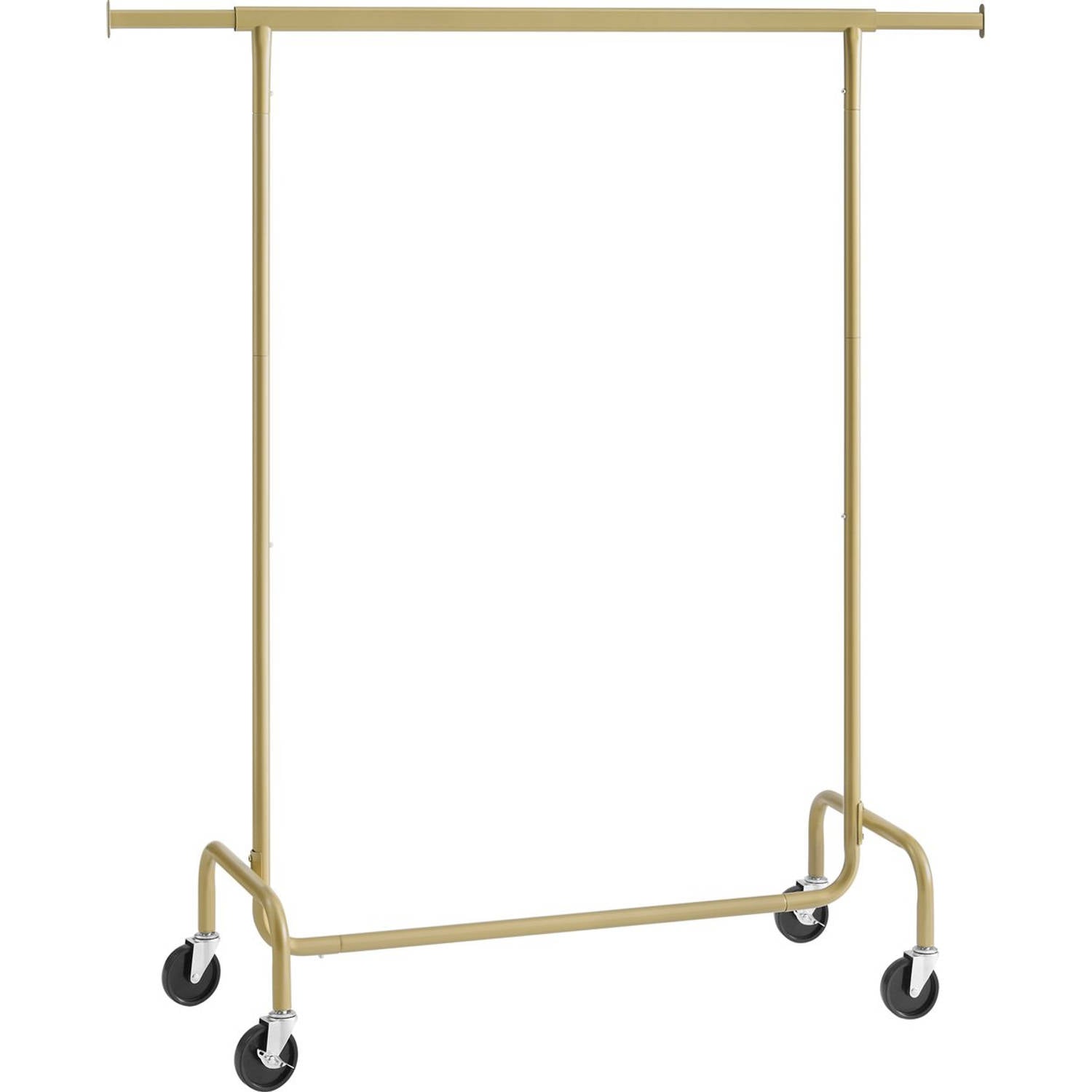 8718657959429 - ODADDY® Kleiderständer auf Rädern - bis zu 130 kg Kapazität - Edelstahl - 45 x 150 x 1628 cm - Gold