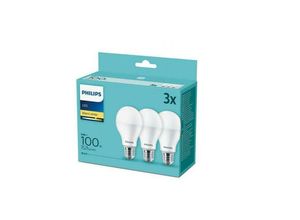 8718699694920 - Led Lampe ersetzt 100W E27 Standardform A67 weiß warmweiß 1521 Lumen nicht dimmbar 3er Pack - white - Philips