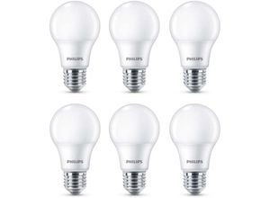 8718699774356 - Led Lampe ersetzt 60W E27 Standardform A60 weiß warmweiß 806 Lumen nicht dimmbar 6er Pack - white - Philips