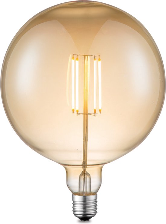 8718808022415 - - Edison Vintage E27 LED Glühbirne Carbon - Bernstein - 18 18 23cm - G180 Global - Retro LED Glühbirne - Dimmbar - 4W 400lm 2700K - warmweißes Licht - geeignet für E27 Sockel