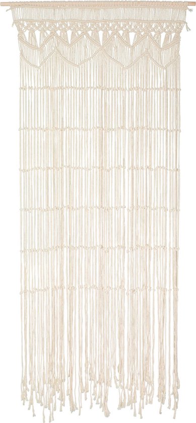 8718827244553 - Makramee-Türvorhang - 64 Stränge - 90x200 cm - Creme