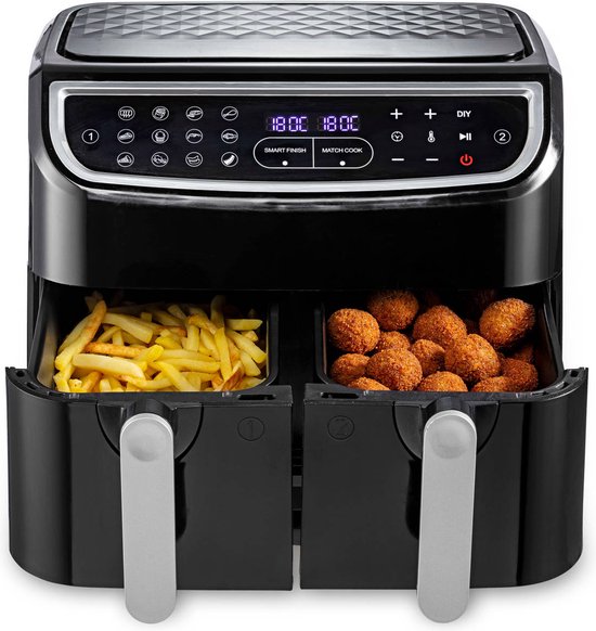 8718827259236 - Airfryer XXL - Heißluftfritteuse 2x45L Schwarz - Doppelter Korb