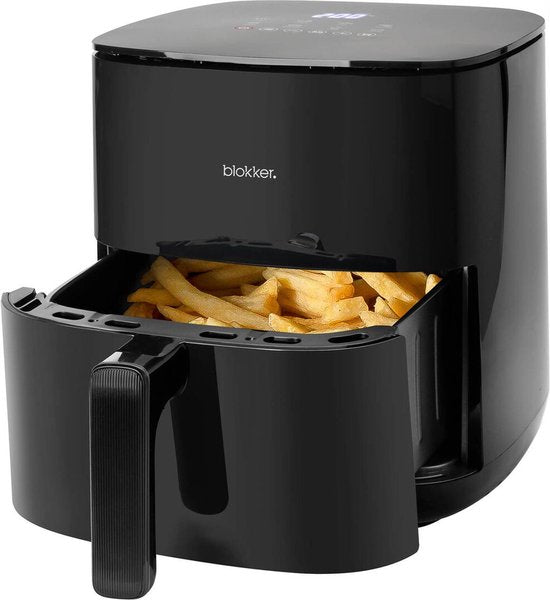 8718827384396 - Airfryer XL 5 Liter Schwarz - Heißluftfritteuse mit doppeltem Heizelement - inkl 60 Min Timer - 8 Automatikprogramme - spülmaschinenfeste Teile - Cool Touch Gehäuse - BPA frei