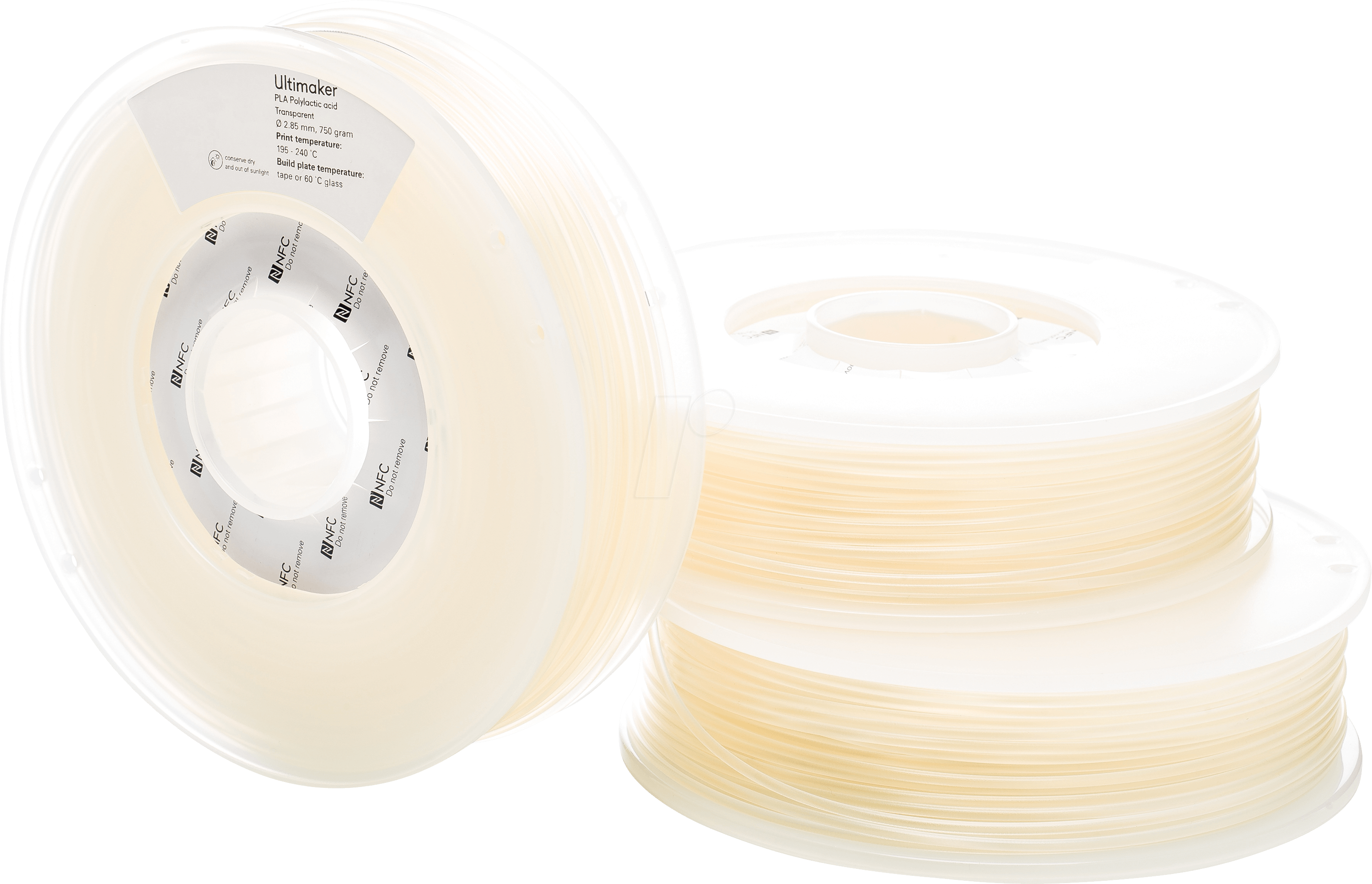 8718836374586 - UltiMaker PLA - M0751 Transparent 750 - 211399 Filament PLA 285 mm 750 g Transparent 1 St