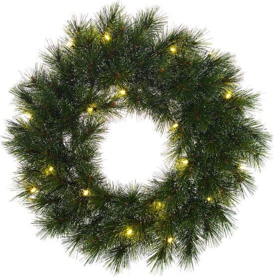 8718861153224 - Trees Glendon Weihnachtskranz mit LED-Lichtern - Ø60 cm - Grün
