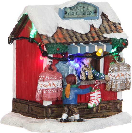 8718861304923 - LuVille Weihnachtsdorf Miniatur-Winterkleidungsgeschäft - L105 x B85 x H10 cm