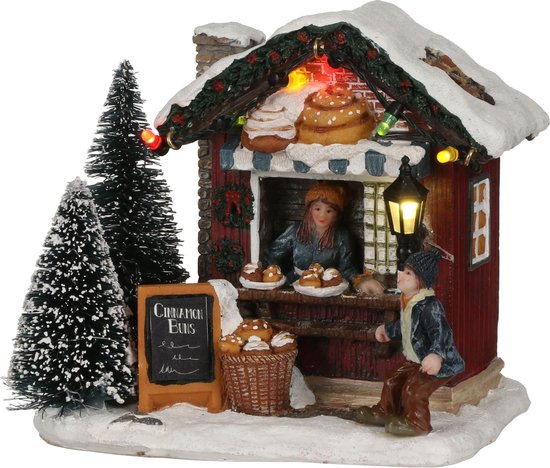 8718861328349 - LuVille Weihnachtsdorf Miniatur-Zimtschnecken - L12 x B9 x H11 cm