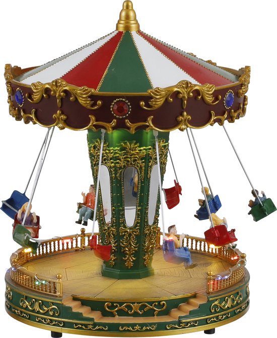 8718861622560 - LuVille Weihnachtsdorf Miniatur Jahrmarkt Karussell - H27 x Ø21 cm 8718861622560 - LuVille Weihnachtsdorf Miniatur Jahrmarkt Karussell - H27 x Ø21 cm