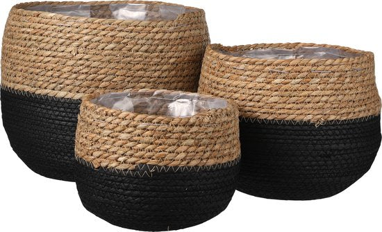 8718861730340 - Jorck Pflanzenkorb - 3er-Set - H24 x Ø26 cm - Schwarz