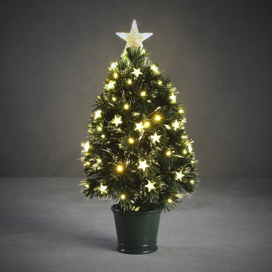 8718861839647 - Luca Lighting Mercury Künstlicher Weihnachtsbaum mit Glasfaserbeleuchtung - H60 x Ø30 cm - Grün