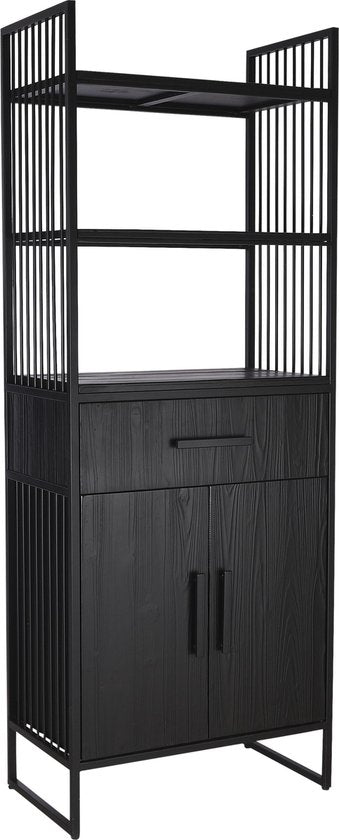 8718861879612 - Jorge Kabinett - L70 x B40 x H1855 cm - Holz Metall - Schwarz