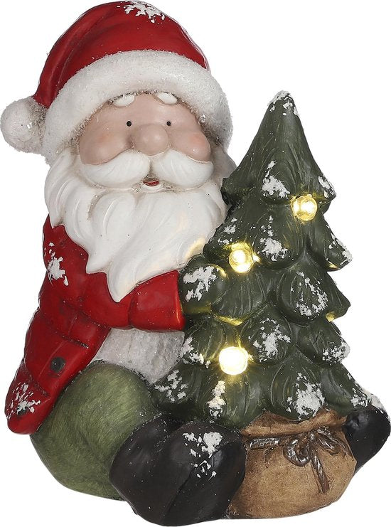 8718861973891 - Haus der Jahreszeiten Weihnachtsmann Statue mit Lichtern - L225 x B215 x H255 - Rot