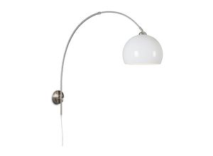 8718881036231 - Qazqa - Retro Wandbogenlampe aus Stahl mit weißem Schirm verstellbar - Weiß