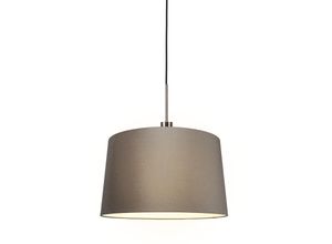 8718881058745 - Qazqa - Moderne Hängelampe Stahl mit Schirm 45 cm Taupe - Combi 1 - Taupe