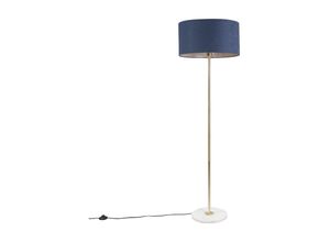 8718881069796 - Qazqa - Messing Stehlampe mit blauem Schirm 50 cm - Kaso - Blau