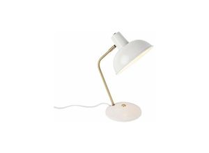 8718881087516 - Qazqa - Retro Tischlampe weiß mit Bronze - Milou - Weiß