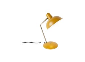 8718881087547 - Qazqa - Retro Tischlampe gelb mit Bronze - Milou - Gelb