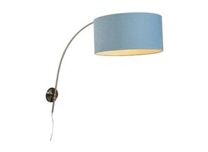 8718881088810 - Qazqa - Wandbogenlampe Stahl mit Schatten blau 50 50 25 einstellbar - Blau