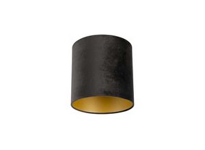 8718881089145 - Lampenschirm velours 25 25 25 schwarz gold - Schwarz