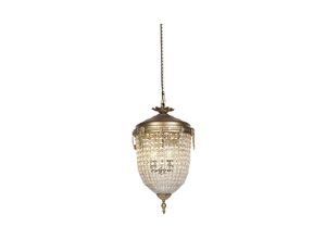 8718881092176 - Art Deco Hängelampenkristall mit Gold 40 cm - Cesar - Transparent