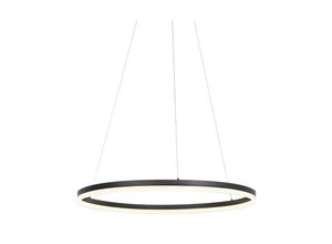 8718881097966 - Qazqa - Design Ring-Hängelampe schwarz 80cm inkl led und Dimmer - Anello - Schwarz