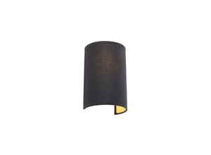 8718881098192 - Qazqa - Moderne Wandleuchte schwarz und gold - Simple Drum - Schwarz