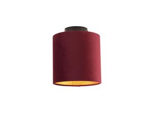 8718881101243 - Qazqa - Deckenleuchte mit Samtschirm rot gold 20 cm - Combi schwarz - Rot