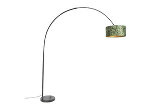 8718881102134 - Botanische Bogenlampe schwarzer Samtschirm Pfau Design 50 cm - xxl - Grün