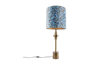 8718881110832 - Qazqa - Tischlampe Bronze Veloursschirm Schmetterling Design 40 cm - Diverso - Bunt