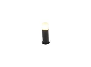 8718881111235 - Qazqa - Stehende Außenlampe schwarz mit Opalschirm weiß 30 cm IP44 - Odense - Schwarz