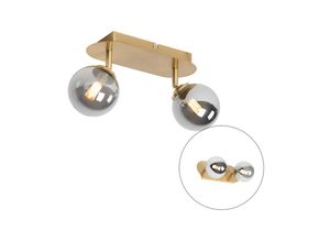 8718881115738 - Spot Gold 2-Licht verstellbar mit Rauchglas - Athen - Gold Messing