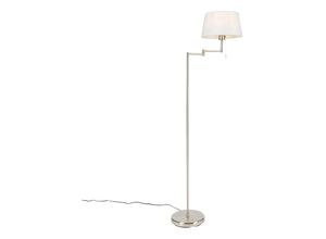 8718881116124 - Qazqa - Klassische Stehlampe Stahl mit weißem Schirm verstellbar - Ladas - Weiß