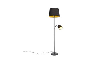 8718881116254 - Qazqa - Klassische Stehlampe schwarz mit Gold und Leselicht - Retro - Schwarz