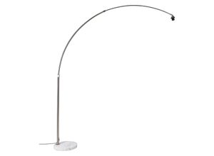 8718881117558 - Qazqa - Bogenlampe Stahl mit weißem Marmorsockel verstellbar - xxl - Stahl