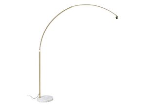 8718881117596 - Qazqa - Bogenlampe Messing mit weißem Marmorsockel verstellbar - xxl - Gold Messing