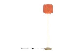 8718881118944 - Qazqa - Orientalische Stehlampe goldrosa Schirm mit Fransen - Franxa - Rosa