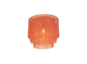 8718881118975 - Qazqa - Orientalische Deckenlampe goldrosa Schirm mit Fransen - Franxa - Rosa