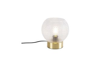 8718881119385 - Qazqa - Art Deco Tischlampe Messing - Kugel - Gold Messing