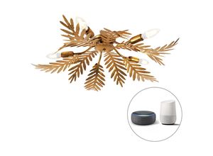 8718881119910 - Qazqa - Vintage Smart Deckenleuchte Gold inkl 5 WiFi E14 - Botanica - Gold Messing