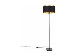 8718881123511 - Qazqa - Moderne Stehlampe schwarz mit Schirm schwarz mit Gold - Simplo - Schwarz