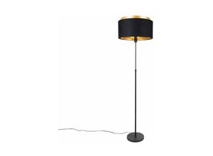 8718881123535 - Qazqa - Moderne Stehlampe schwarz mit goldenem Duo-Schirm - Parte - Schwarz