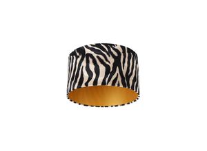 8718881123948 - Qazqa - Velours Lampenschirm Zebra Design 35 35 20 Gold innen - Zebra