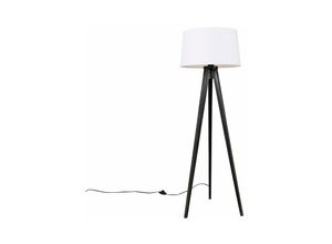 8718881124426 - Qazqa - Dreibeinstativ schwarz mit Leinenschirm weiß 45 cm - Dreibeinstativ Classic - Weiß
