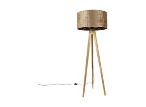 8718881124747 - Qazqa - Ländliches Stativ Vintage Holz mit braunem Farbton 50 cm - Tripod Classic - Braun