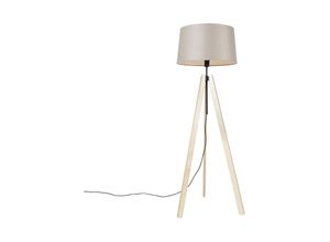 8718881124921 - Moderne Stehlampe Holz Leinenschirm beige 45 cm - Telu - Taupe