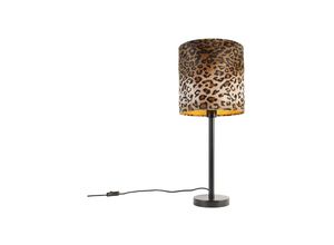 8718881125270 - Moderne Tischlampe schwarz mit Schirm Leopard 25 cm - Simplo - Leo