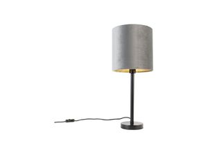 8718881125300 - Qazqa - Moderne Tischlampe schwarz mit Schirm grau 25 cm - Simplo - Grau