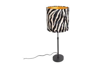 8718881125362 - Qazqa - Tischlampe schwarzer Schirm Zebra Design 25 cm verstellbar - Parte - Zebra