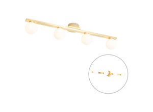 8718881125966 - Qazqa - Moderne Messing-Deckenleuchte IP44 4-flammig - Cederic - Gold Messing