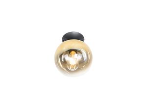 8718881128080 - Qazqa - Art-Deco-Deckenlampe schwarz mit Goldglas - Pallon - Gold